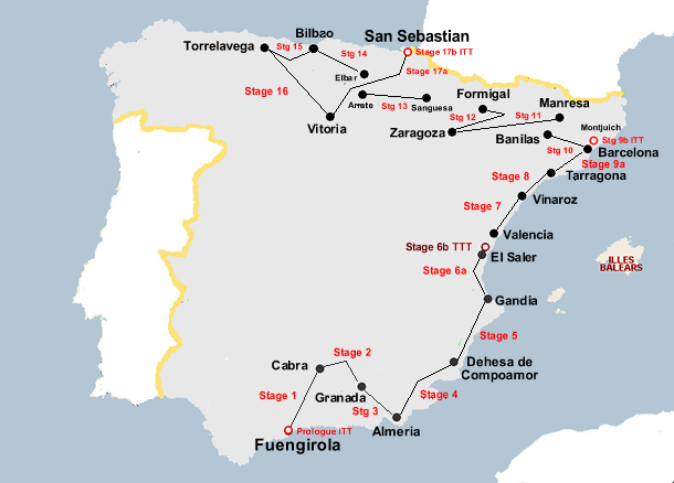 Vuelta a Espana 1972 Map